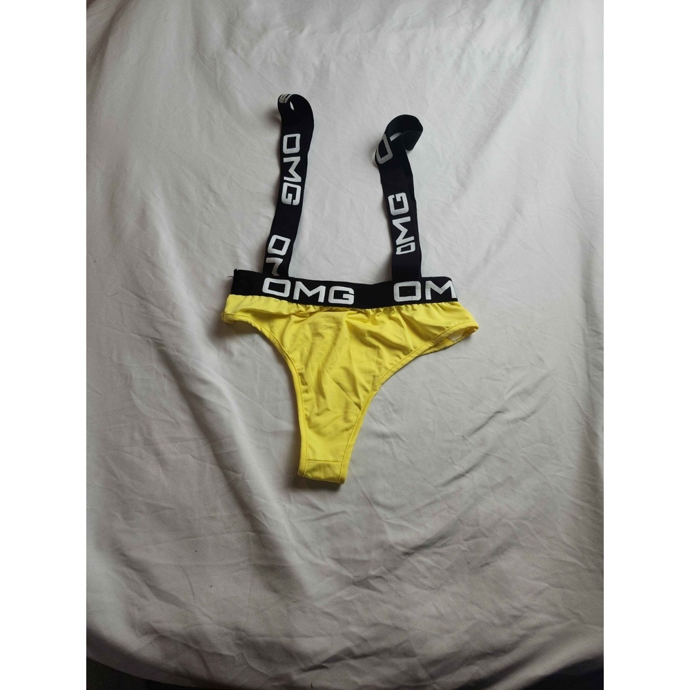 OMG Bikini Bottom 24 Yellow High Cut Strap Retro Futurism Cyber Sporty Swimwear